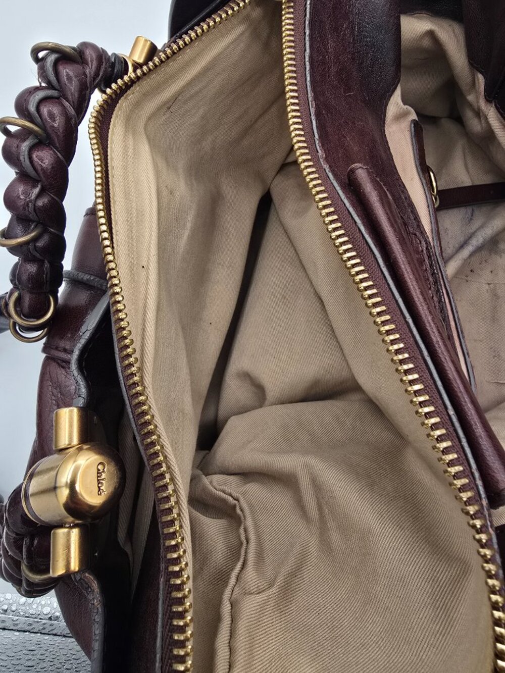 Chloe Authentic Heloise Brown heavy leather large - Picture 3 of 5